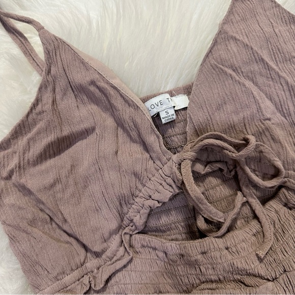 Boho mini dress in brown with tie front - Picture 4 of 5